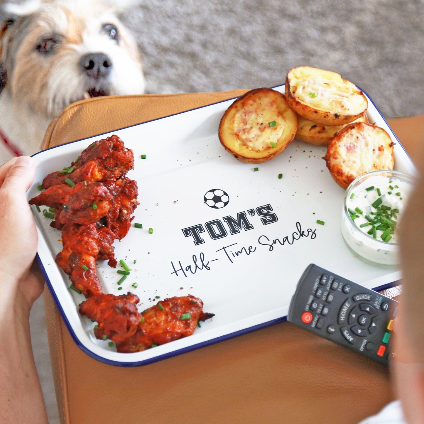 Personalised Half Time Snacks Enamel Tray   