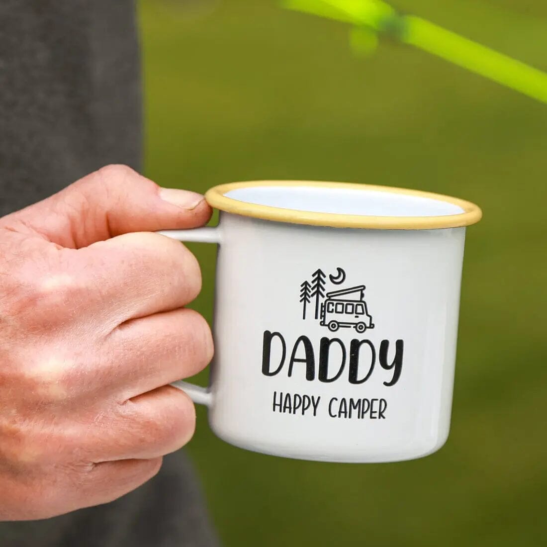 Personalised Happy Camper Enamel Camping Mug - Van Logo   