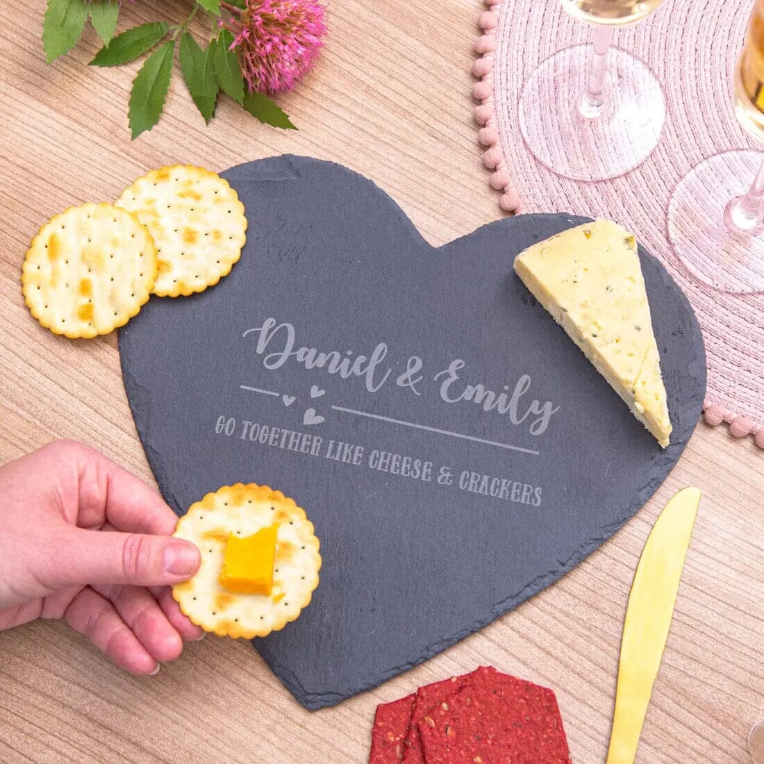 Personalised Heart Slate Serving Board   