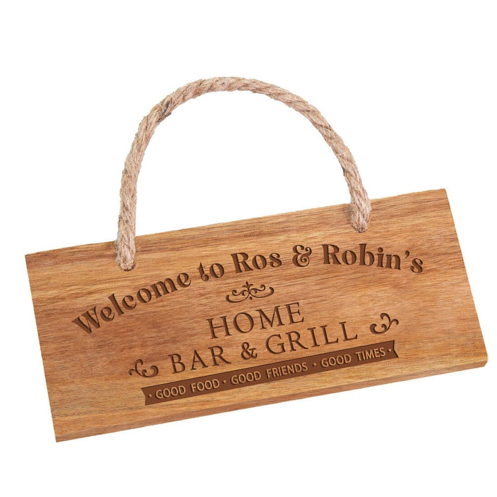 Personalised Home Bar Wooden Sign white backdrop