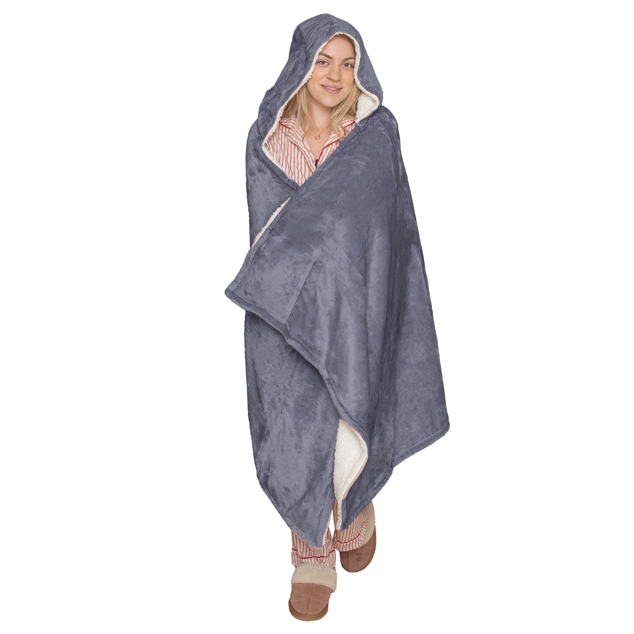 Personalised Hooded Sherpa Blanket with Pockets