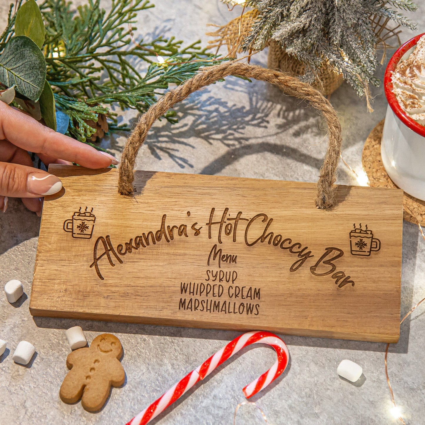 Personalised Hot Chocolate Bar Wooden Sign