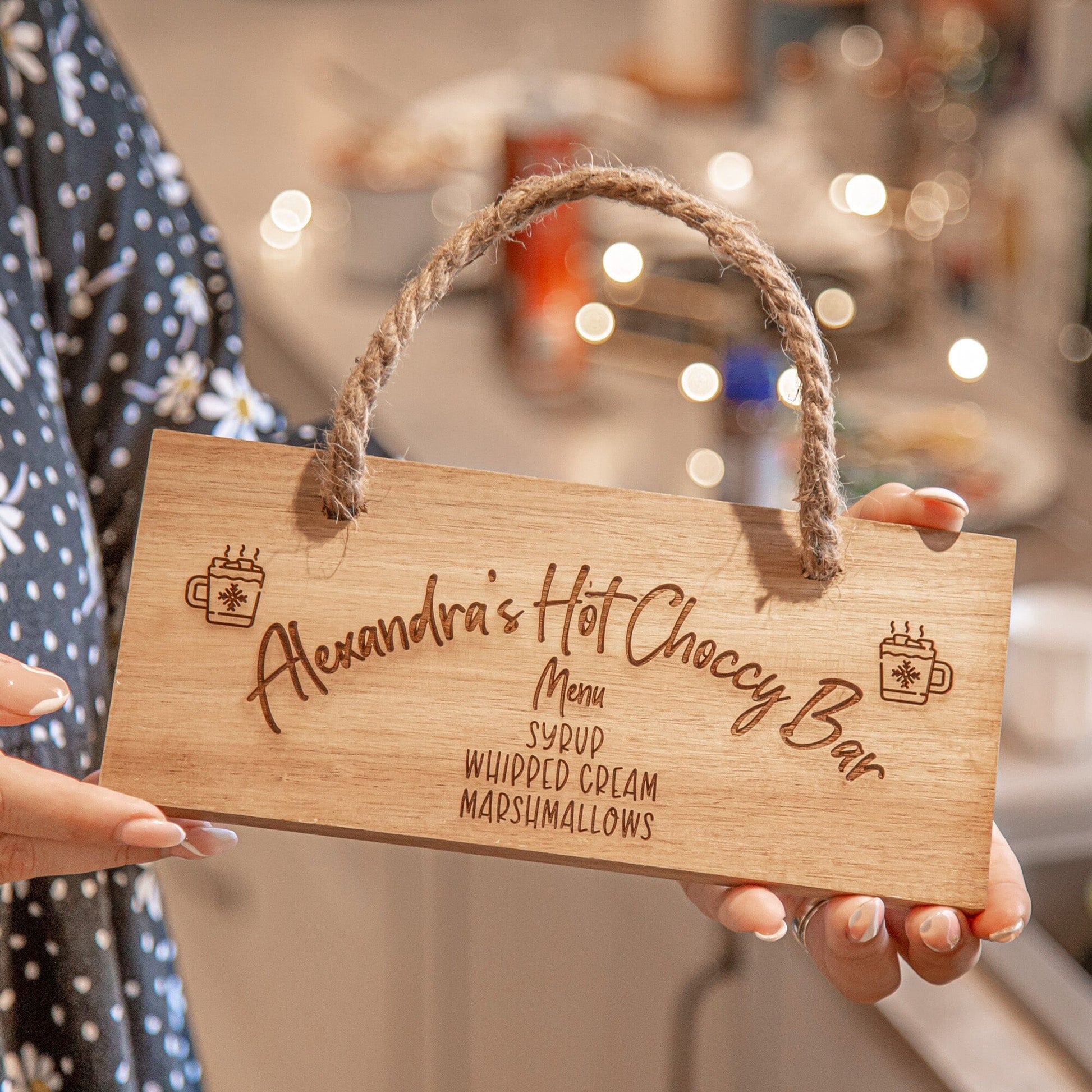 Personalised Hot Chocolate Bar Wooden Sign