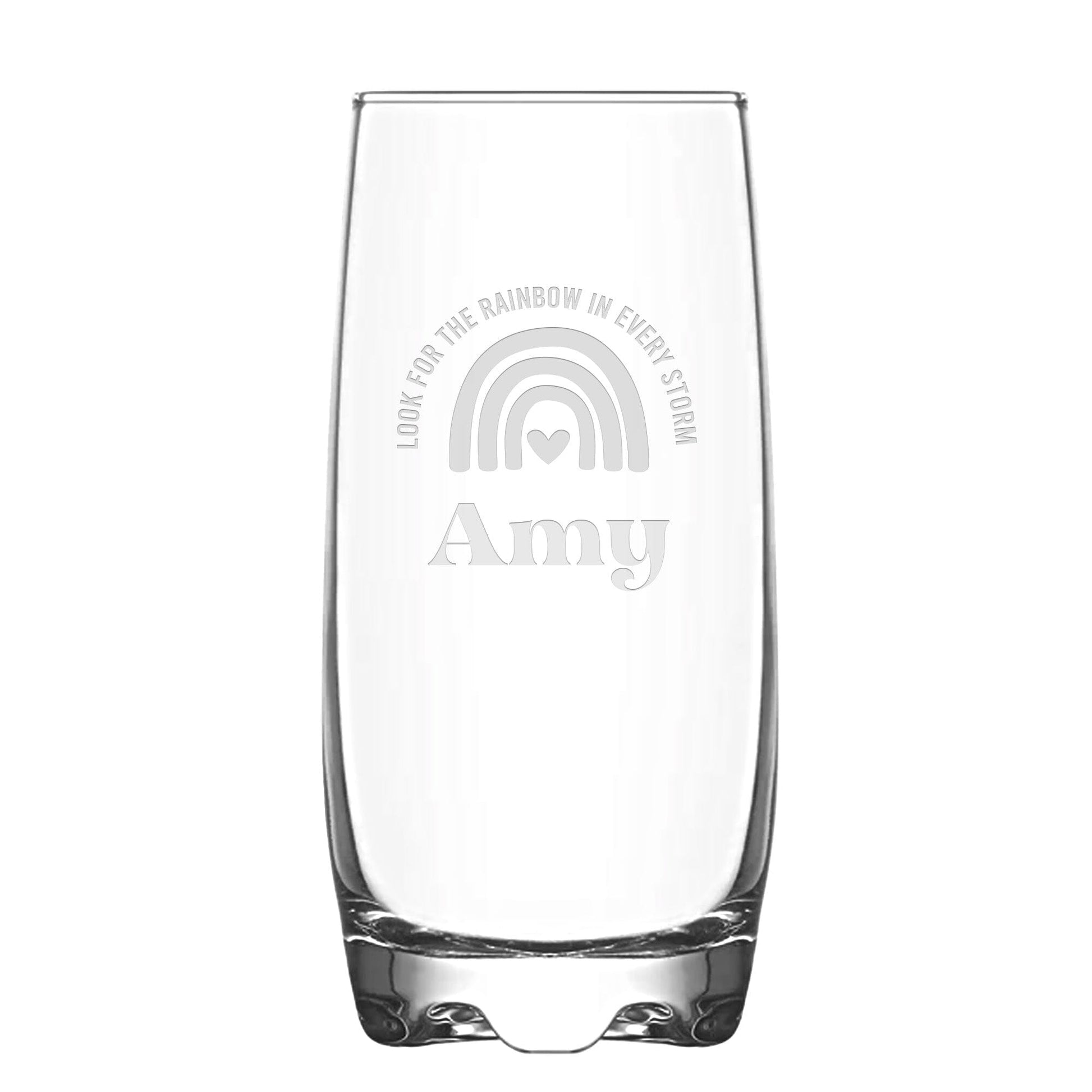 Personalised Inspirational Quote Hi Ball Glass Tumbler on white backdrop