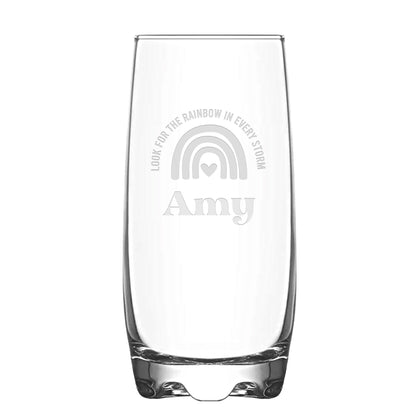 Personalised Inspirational Quote Hi Ball Glass Tumbler on white backdrop