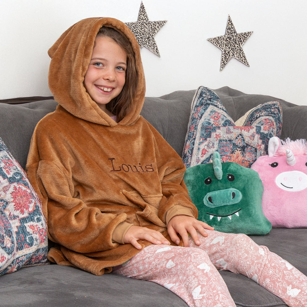 Personalised Kids Character Cushion Hooded Blanket – Two In One Hoodie And Plush Toy