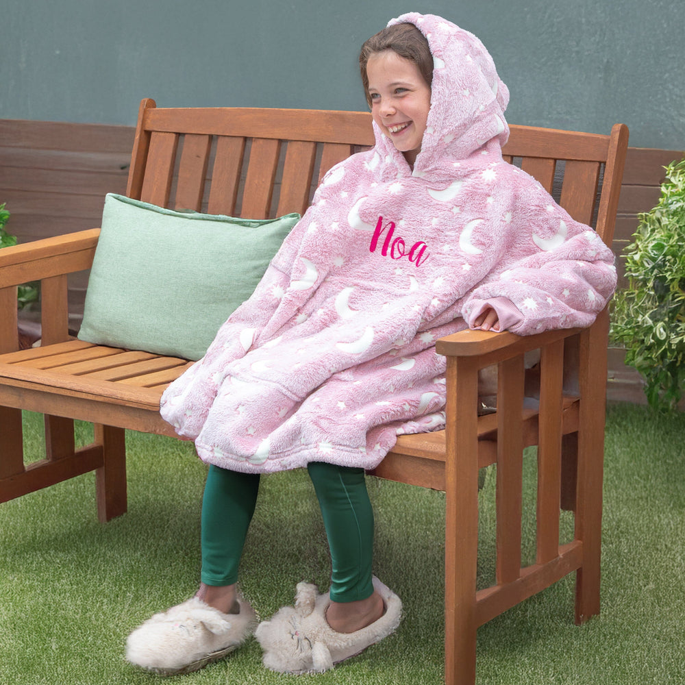 Personalised Kids Glow In The Dark Oversized Sherpa Lined Hoodie