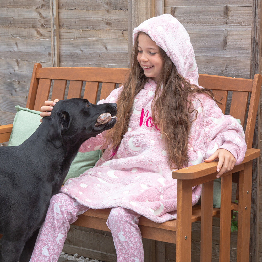 Personalised Kids Glow In The Dark Oversized Sherpa Lined Hoodie