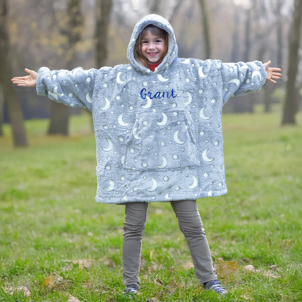 Personalised Kids Glow In The Dark Oversized Sherpa Lined Hoodie