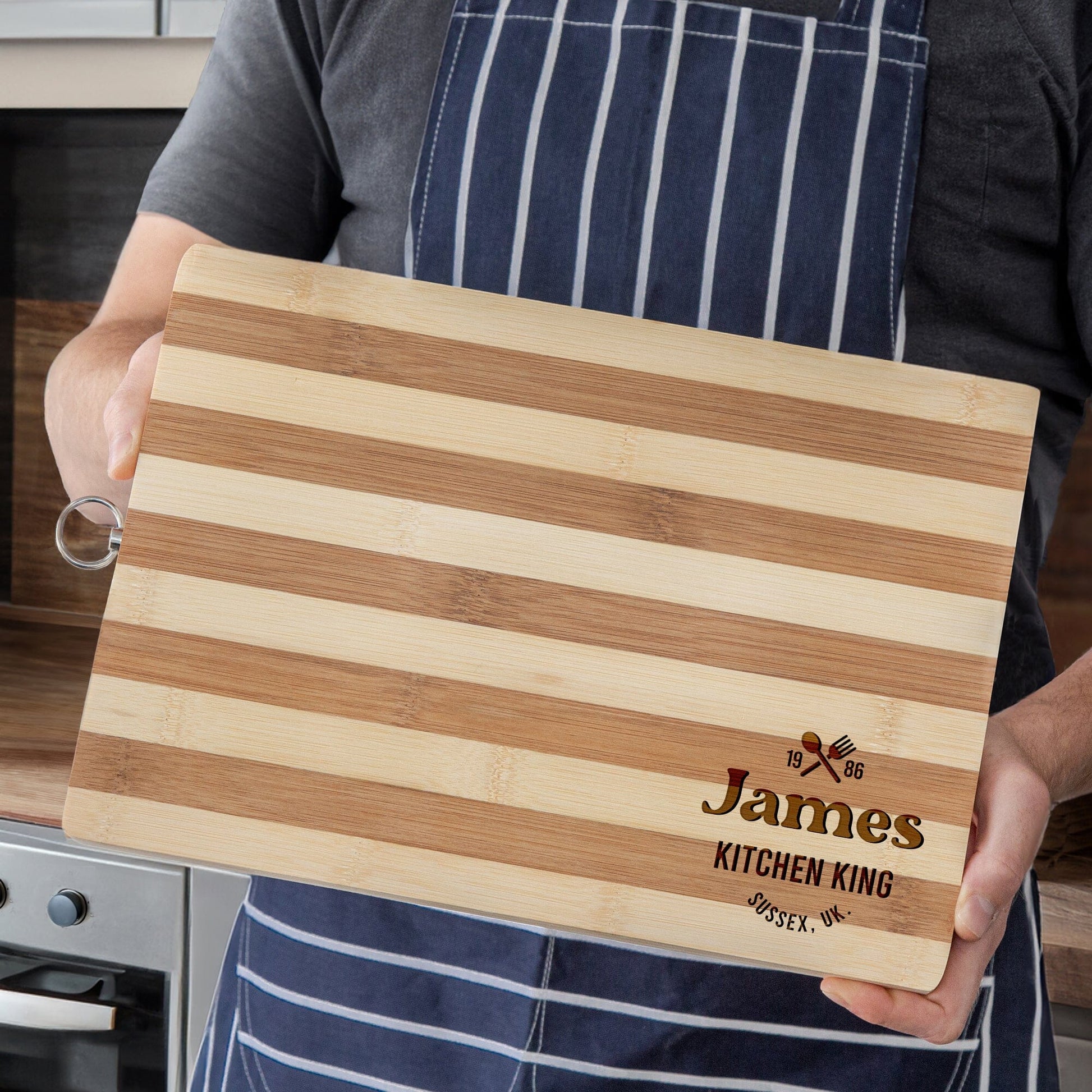 Personalised Kitchen King Bamboo Serving Board