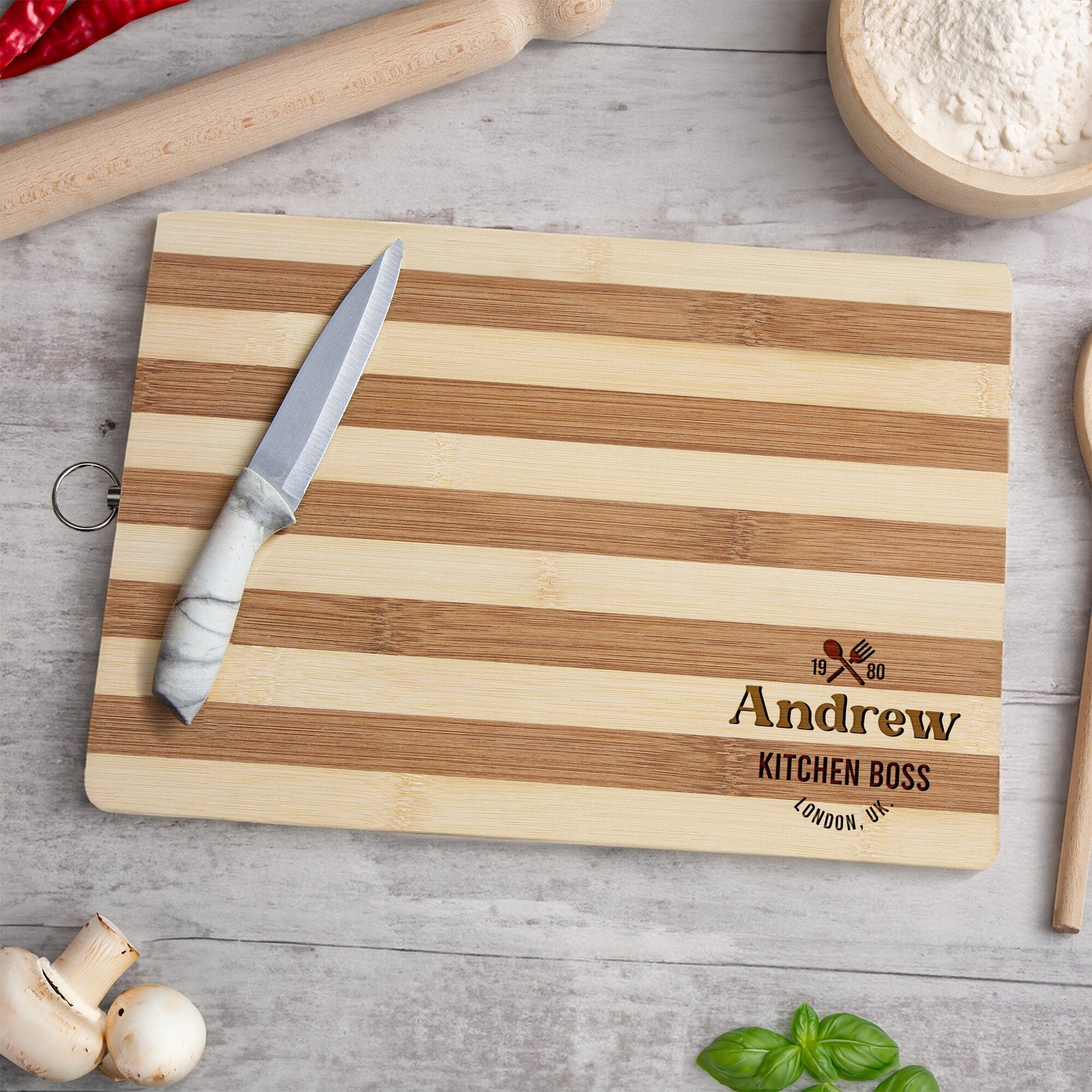 Personalised Kitchen King Bamboo Serving Board