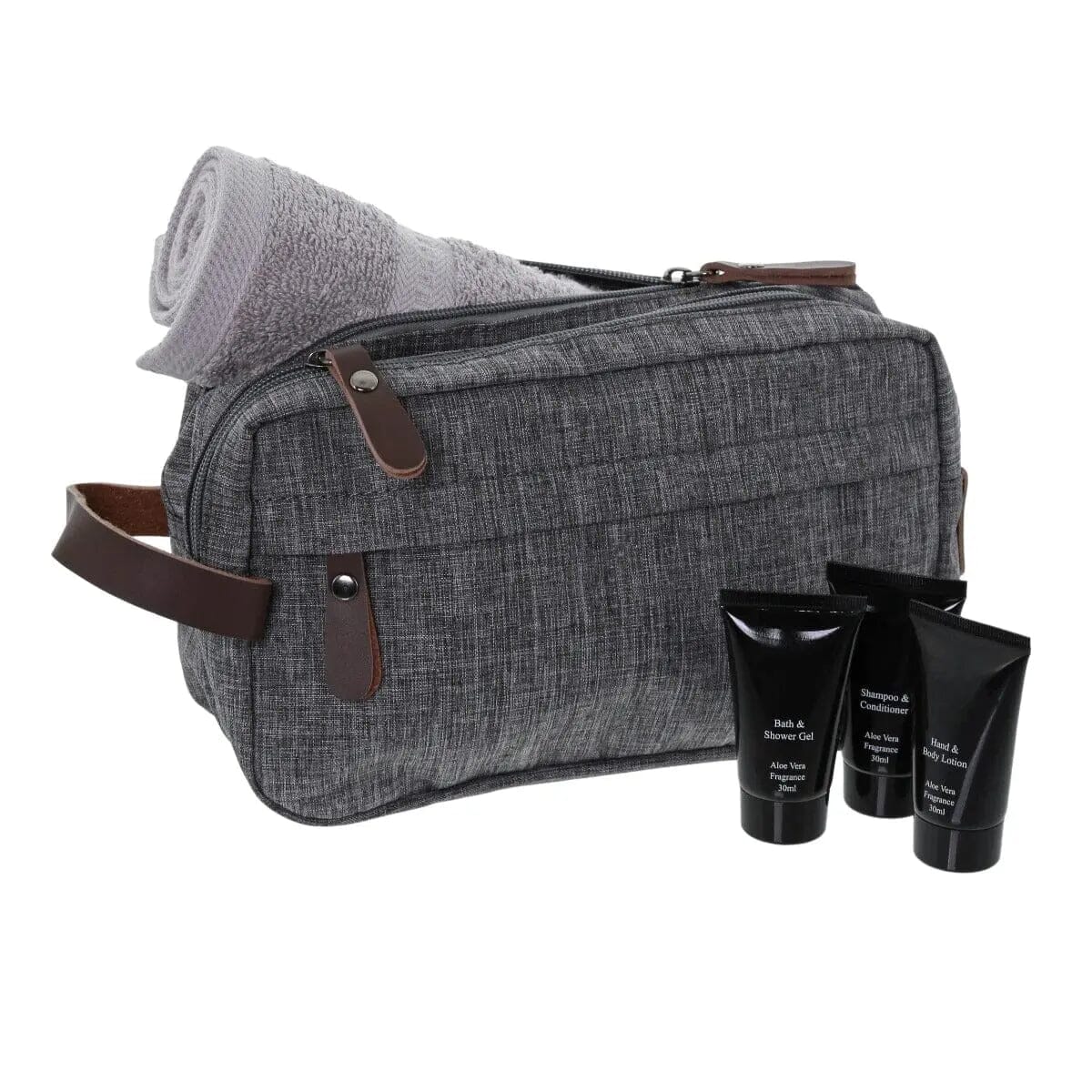 Personalised Luggage Tag And Canvas Wash Bag Set Slate Grey  