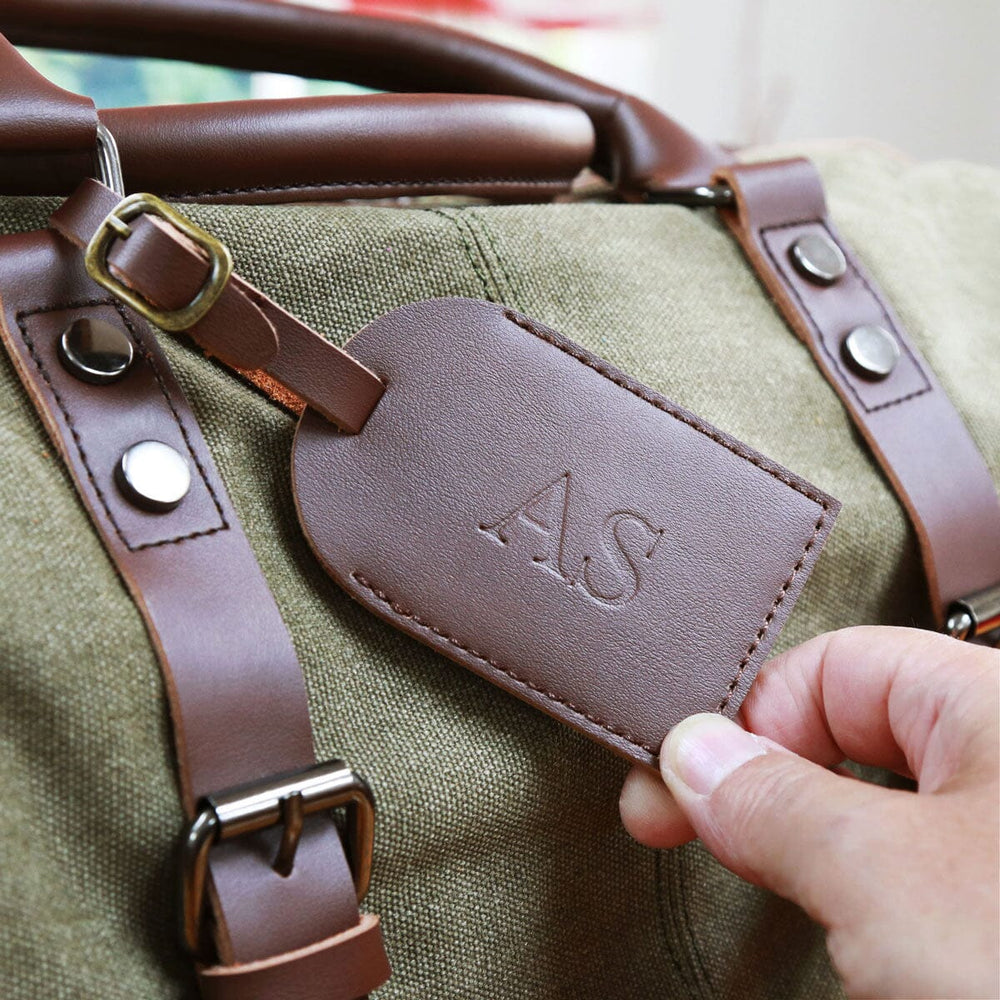 debossed initials luggage tag