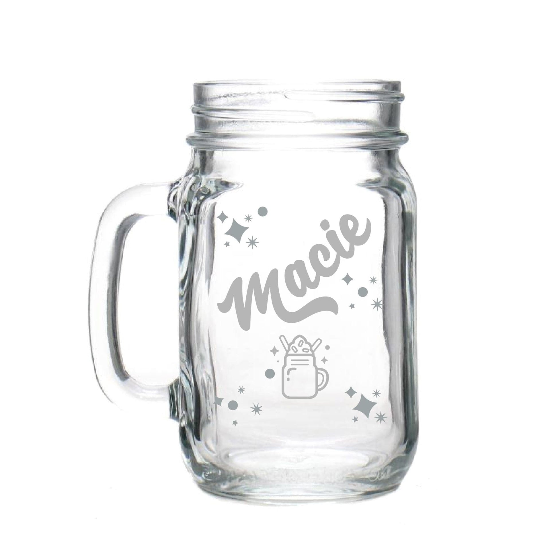 Personalised Milkshake Glass Mason Jar white backdrop