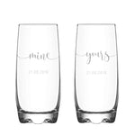 Personalised Mine And Yours Hi Ball Glass Tumbler Set on white backdrop