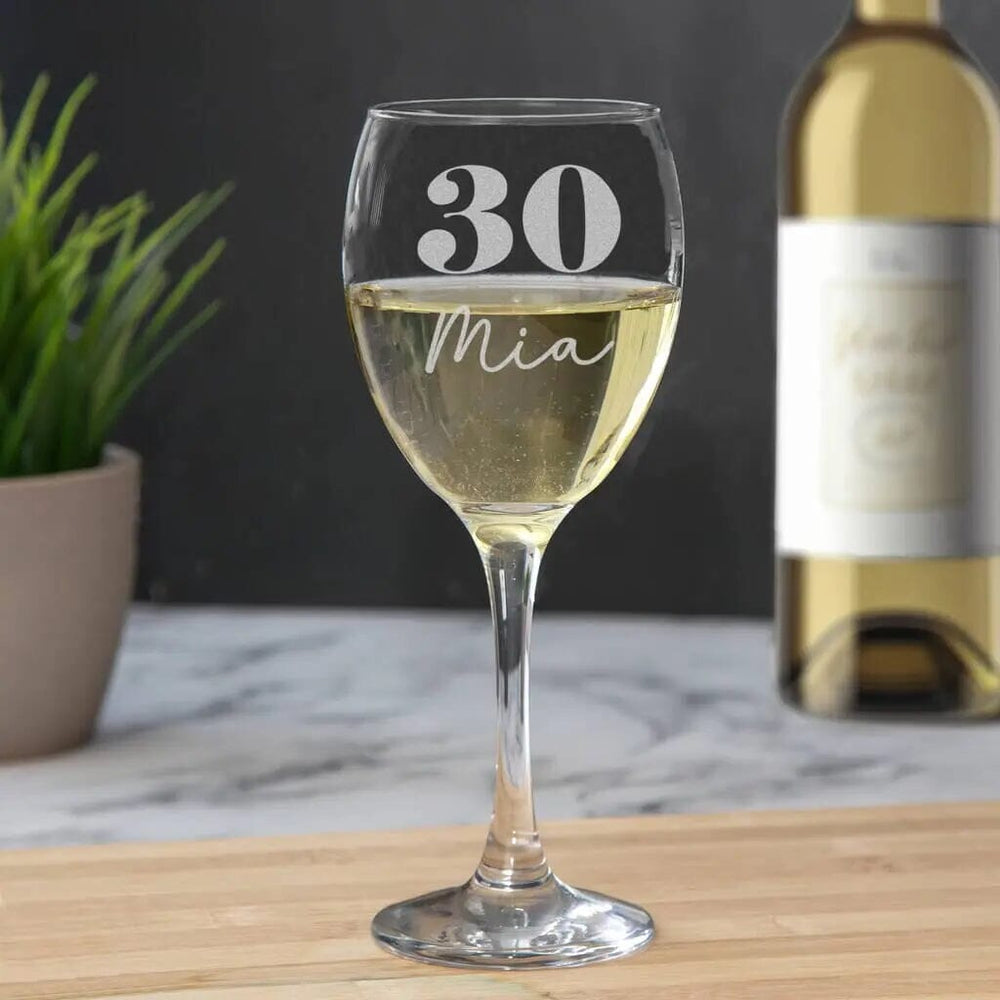 Personalised Name And Age Wine Glass