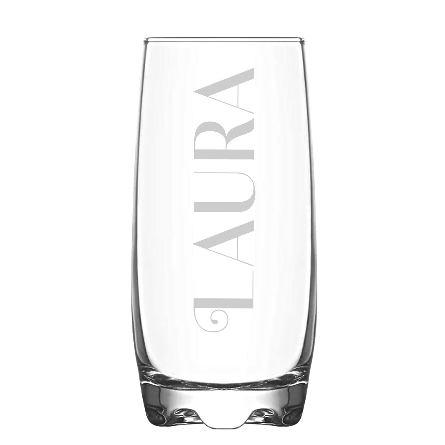 Personalised Name Hi Ball Glass Tumbler on white backdrop