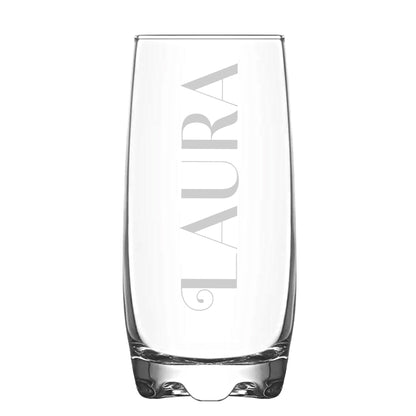 Personalised Name Hi Ball Glass Tumbler on white backdrop