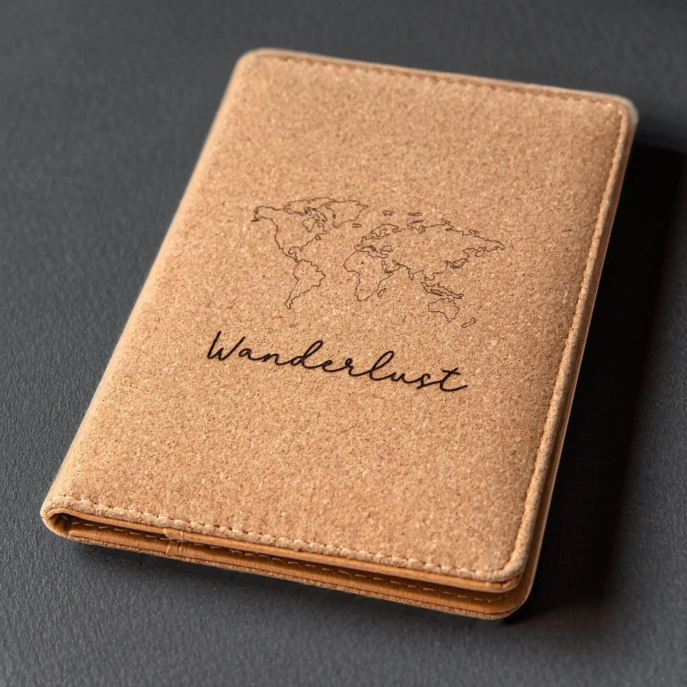Personalised Natural Cork Passport Holder RFID Blocking aztex