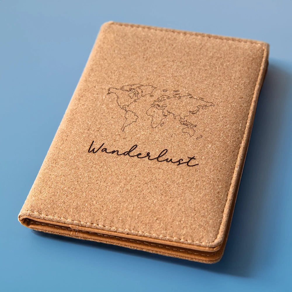 Personalised Natural Cork Passport Holder RFID Blocking aztex