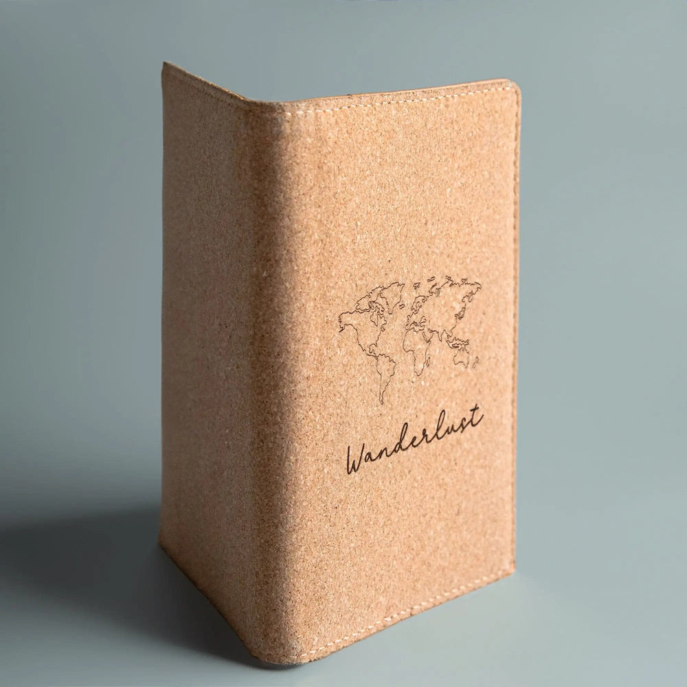 Personalised Natural Cork Passport Holder RFID Blocking aztex