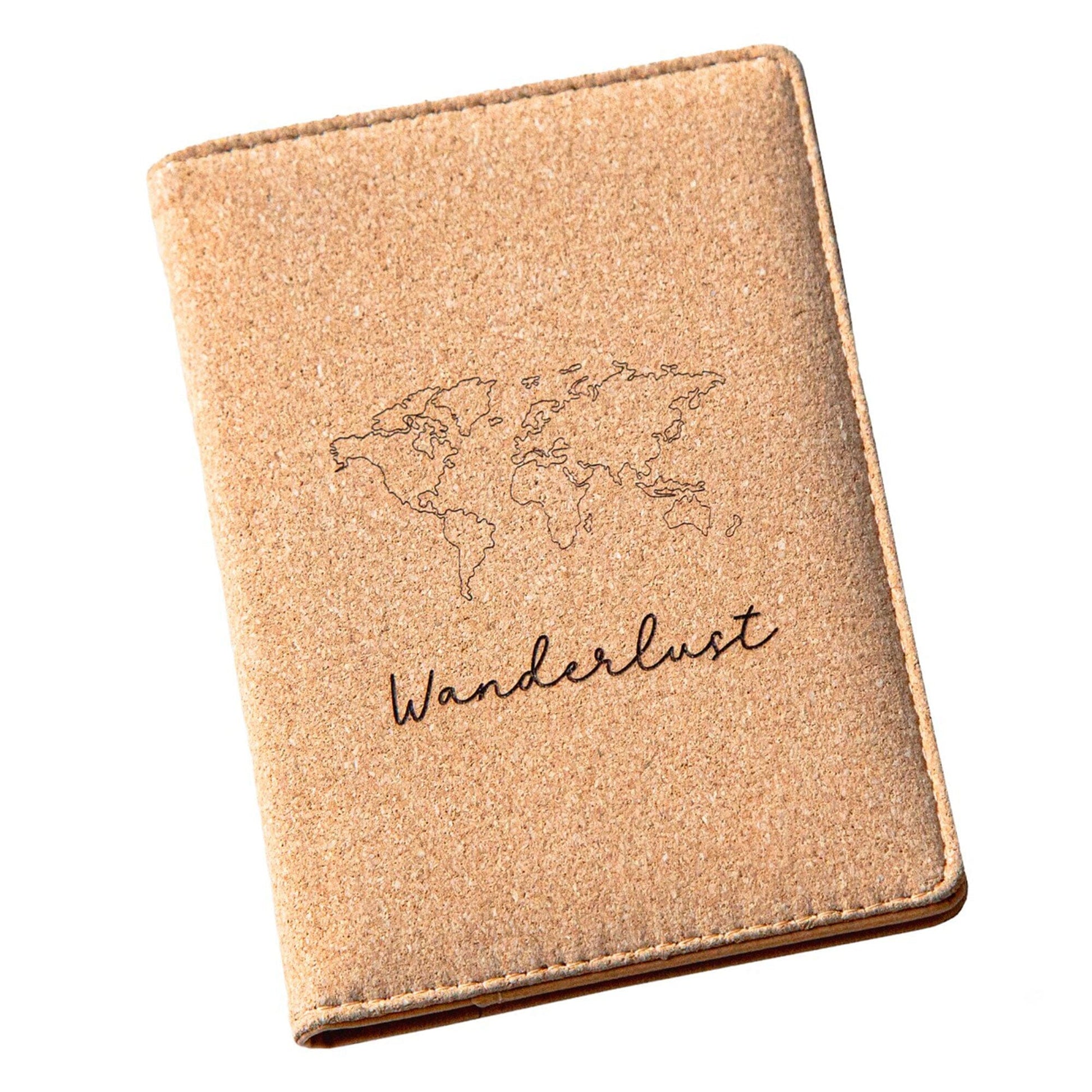 Personalised Natural Cork Passport Holder With Compass Design