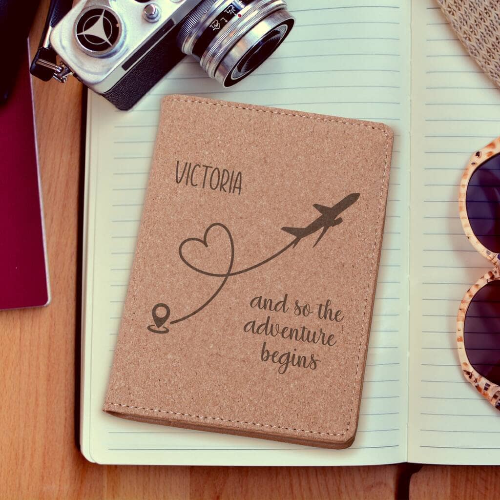 Personalised Cork Passport Holder Plane Design