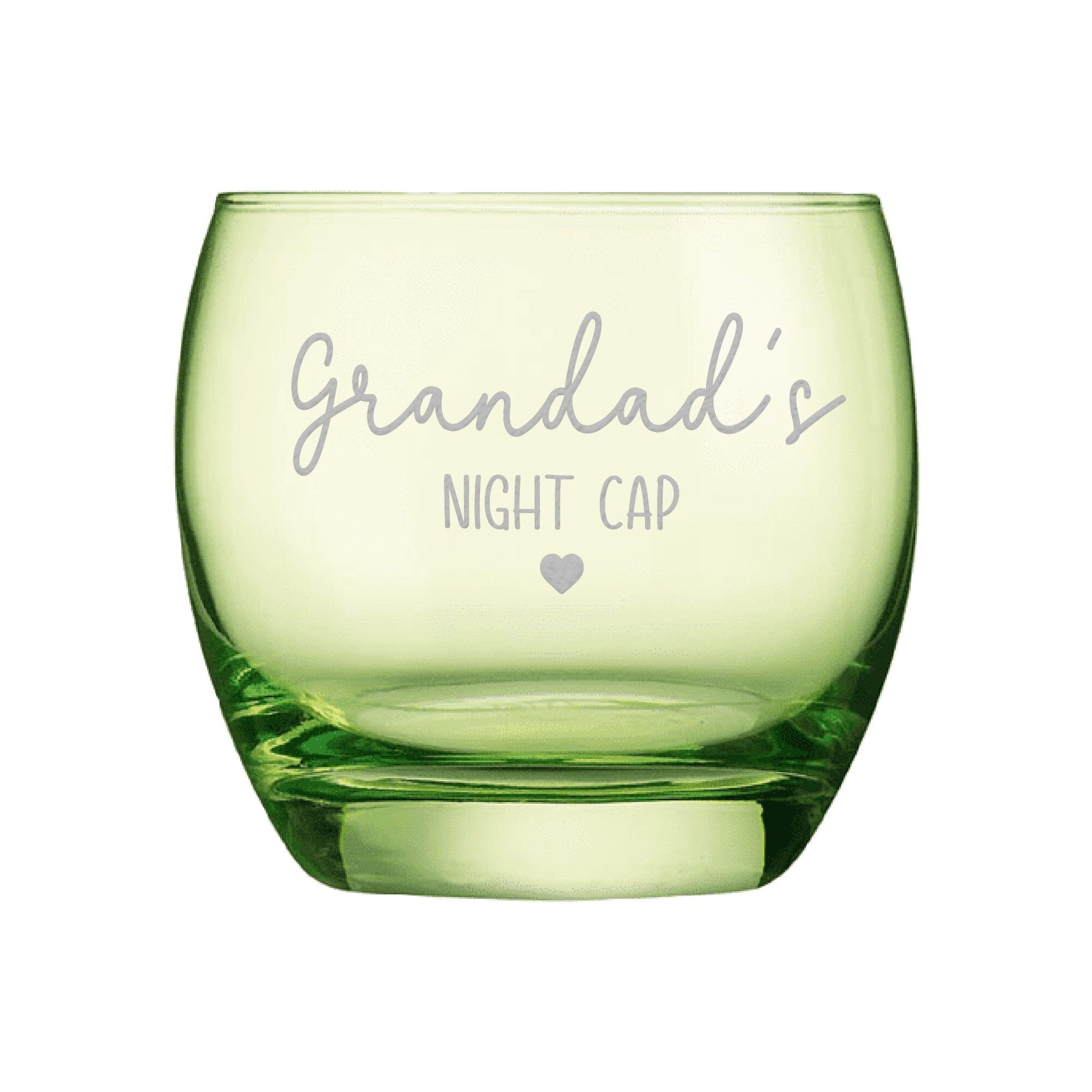 Personalised Night Cap Coloured Green Whisky Glass White Backdrop