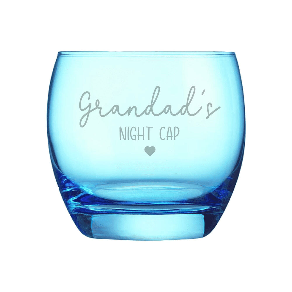 Personalised Night Cap Coloured Whisky Blue Glass White Backdrop