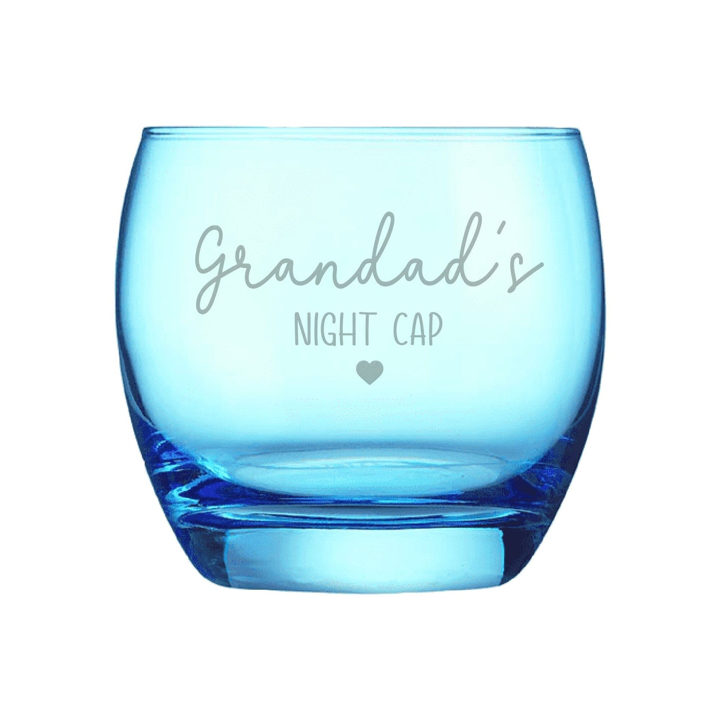 Personalised Night Cap Coloured Whisky Blue Glass White Backdrop