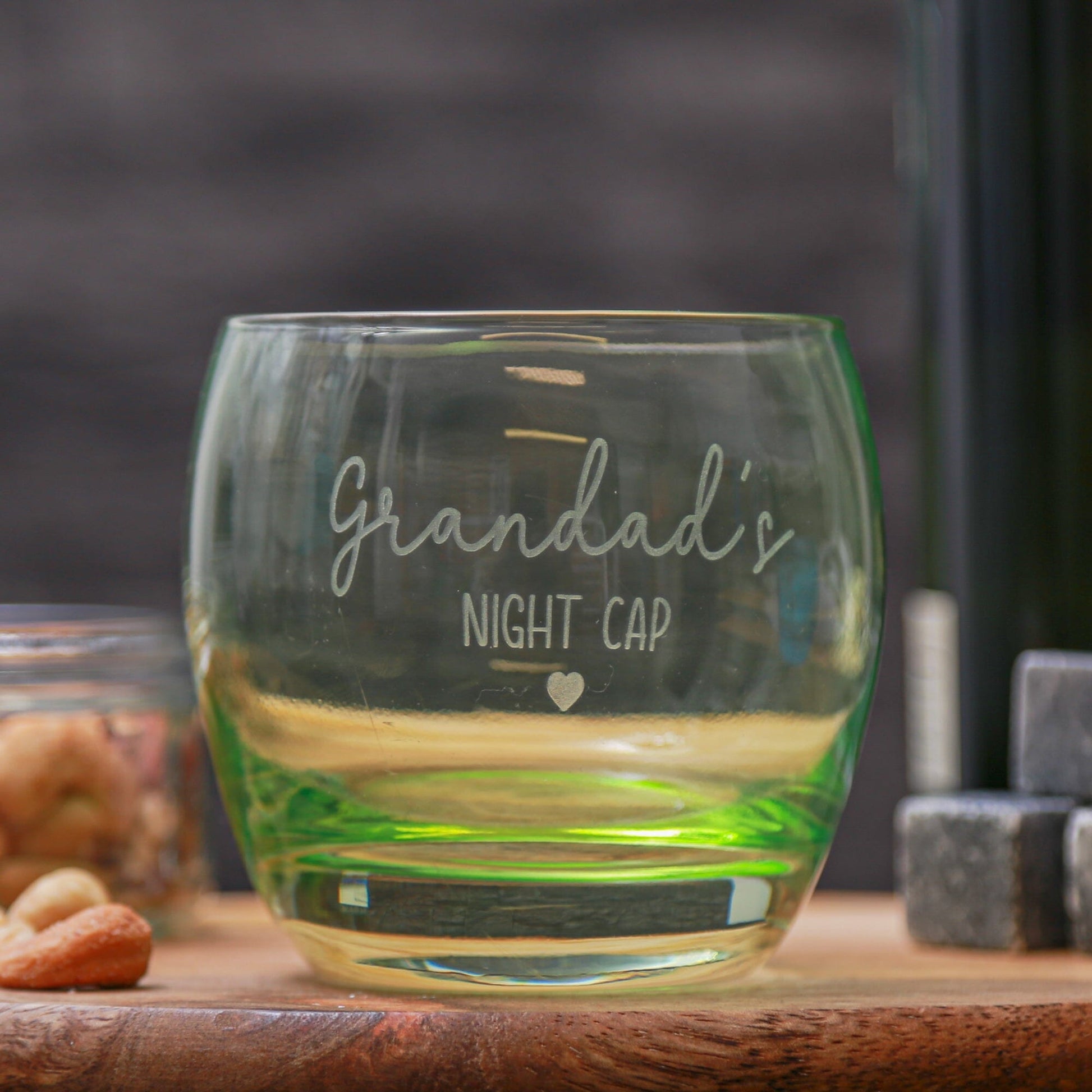 Personalised Night Cap Coloured Whisky Green Glass 