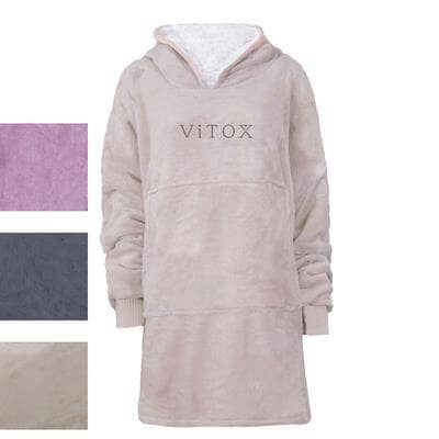 Sherpa lined hoodie poncho with business logo