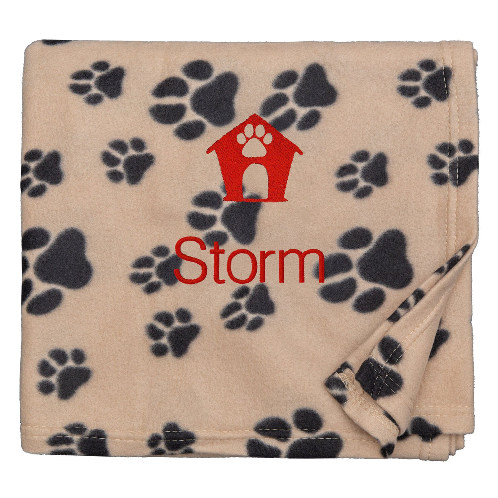 Personalised Paw Print Dog Design Blanket