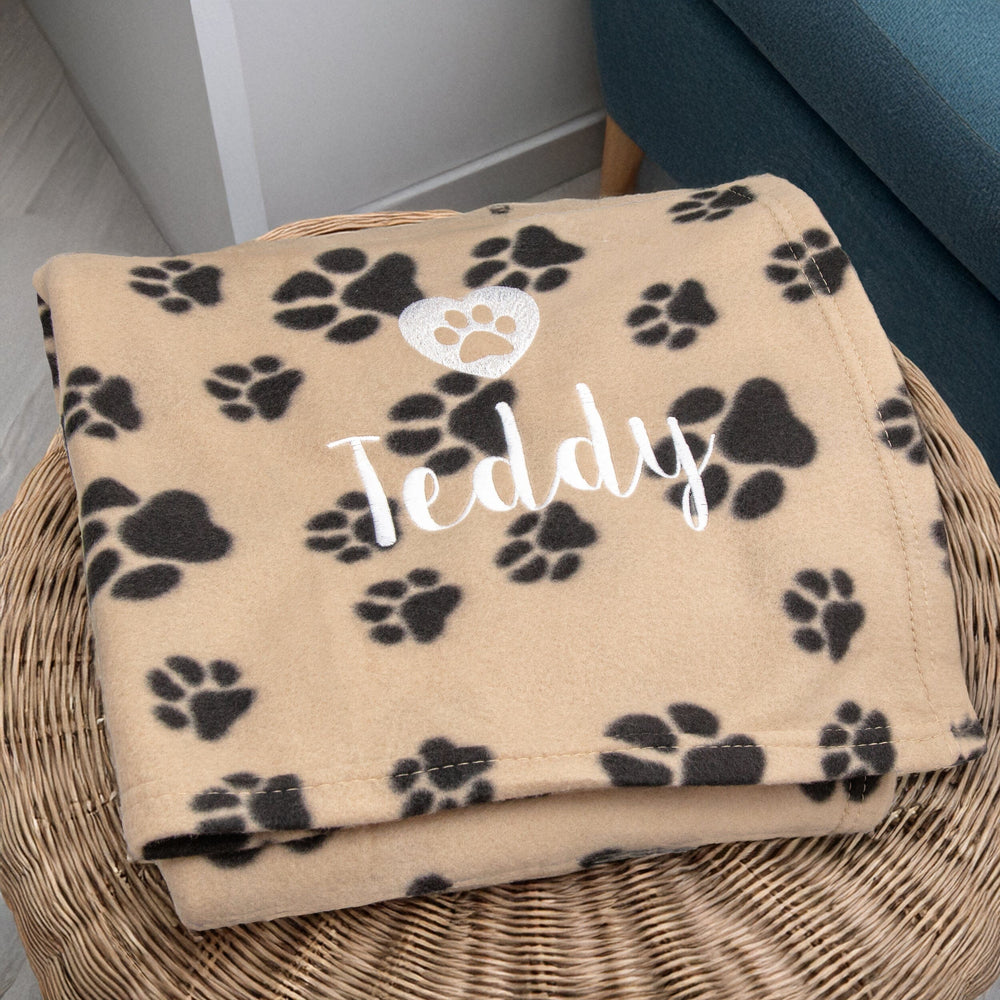Personalised Paw Print Dog Design Blanket