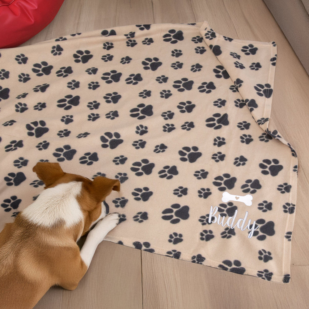 Personalised Paw Print Dog Design Blanket
