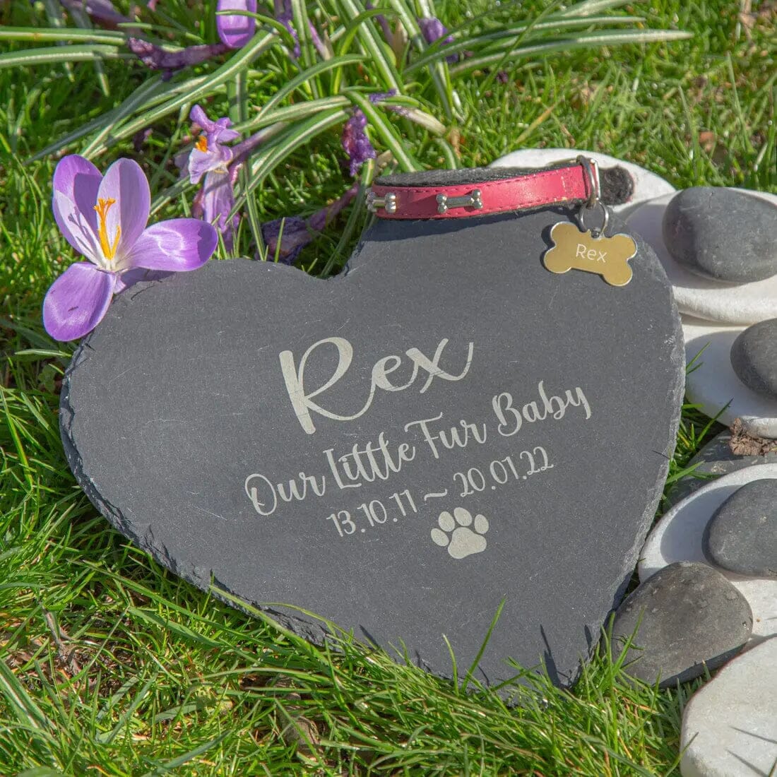 Personalised Pet Memorial Slate Heart   