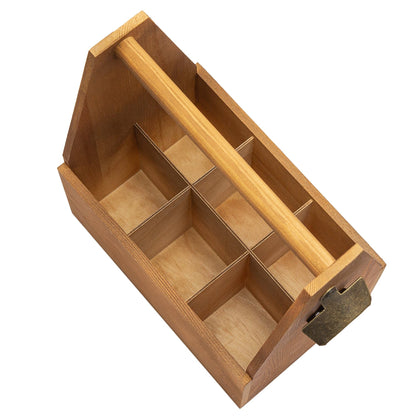 Picnic Wooden Caddy top view showing six compartments