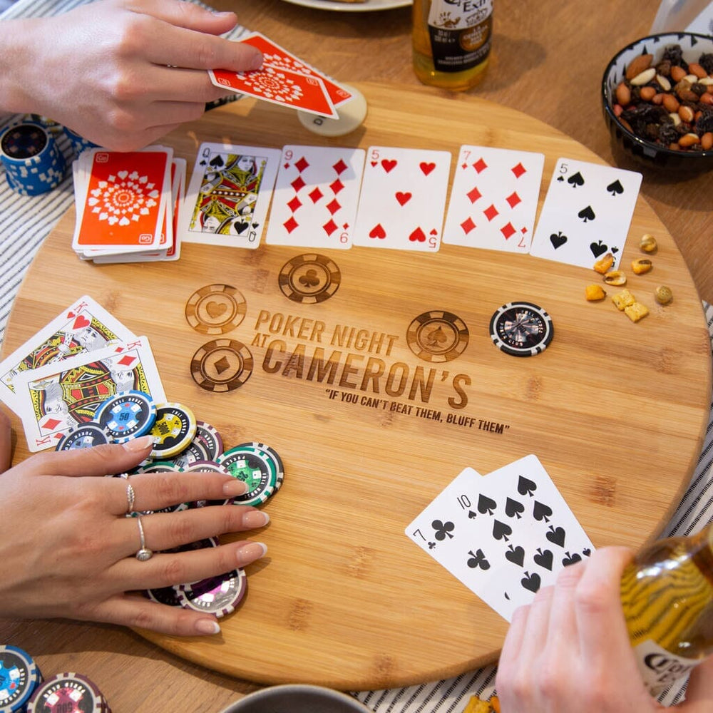Personalised Poker Night Rotatable Serving Board