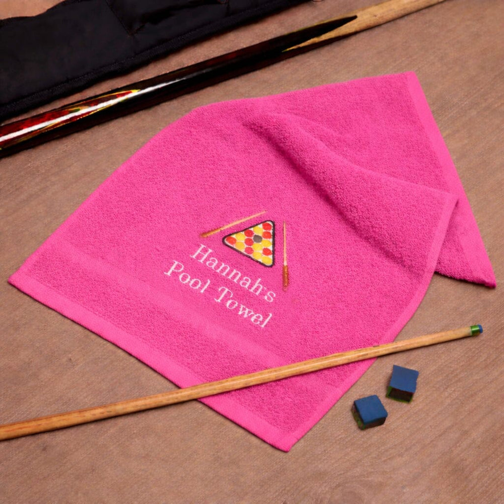 name on pink pool towel