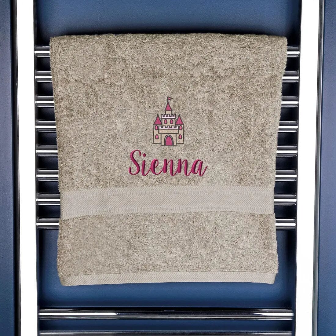 Personalised Princess Castle Bath Towel Egyptian - Natural  