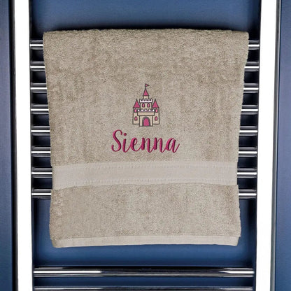 Personalised Princess Castle Bath Towel Egyptian - Natural  