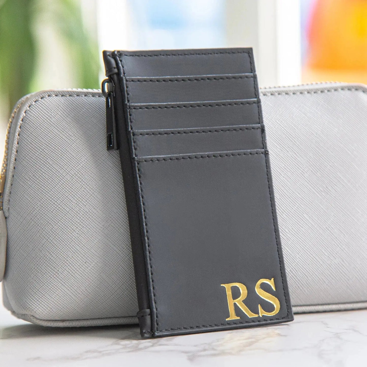 Personalised card holder with initials