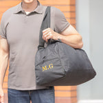 man wearing a Personalised Recycled Material Weekend Bag