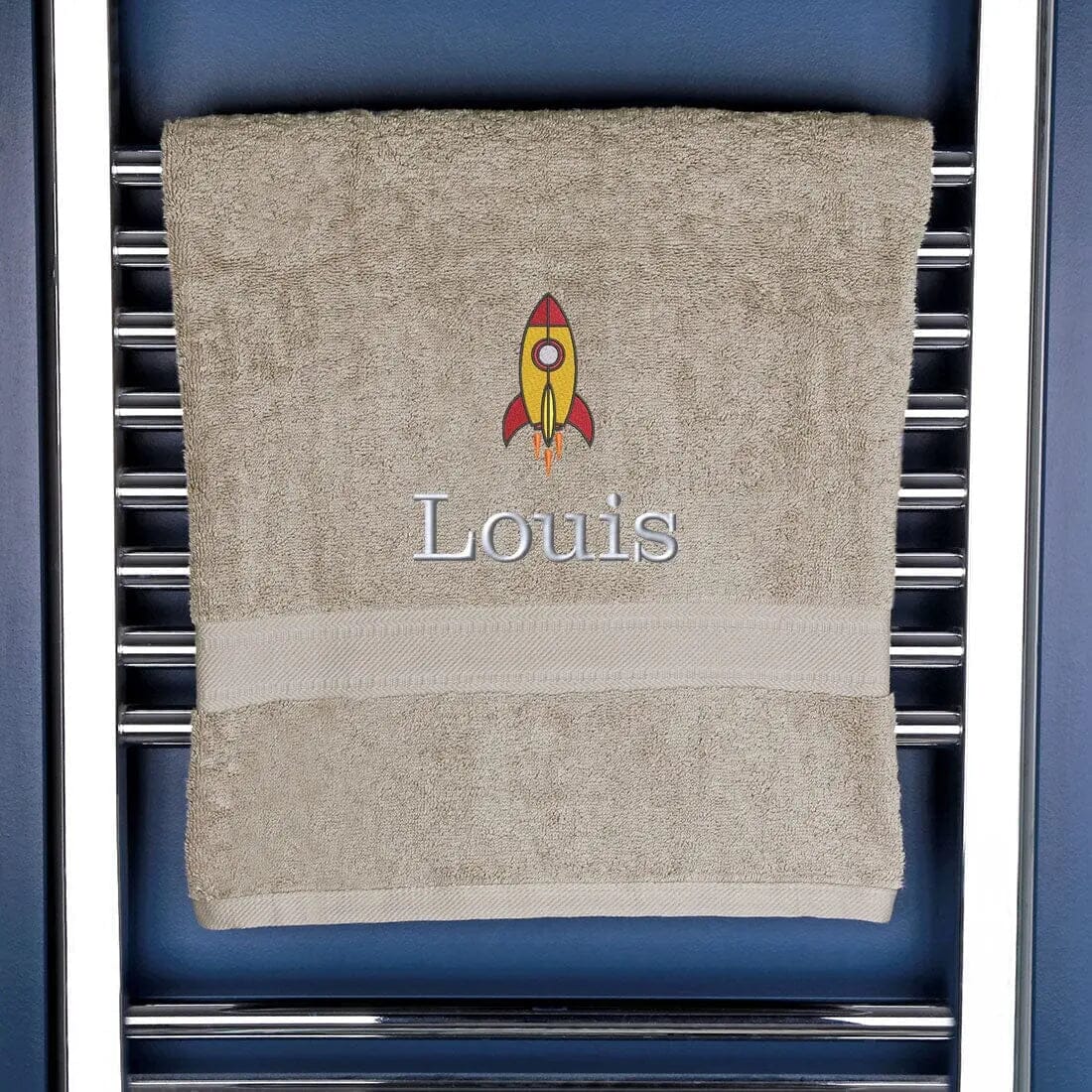 Personalised Rocket Bath Towel Egyptian - Natural  