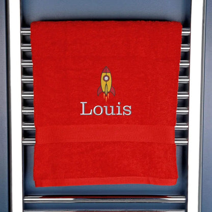 Personalised Rocket Bath Towel Egyptian - Red  