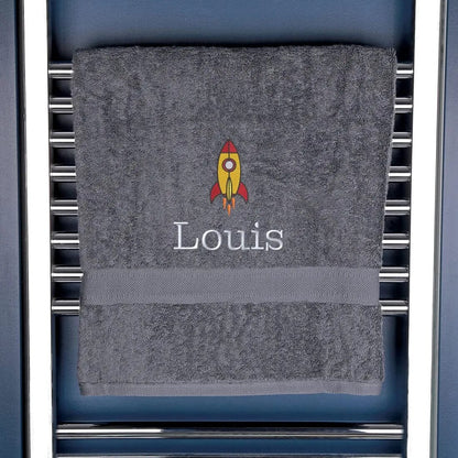 Personalised Rocket Bath Towel Egyptian - Slate  