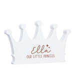 Personalised Royalty Wooden Crown Keepsake on white backdrop