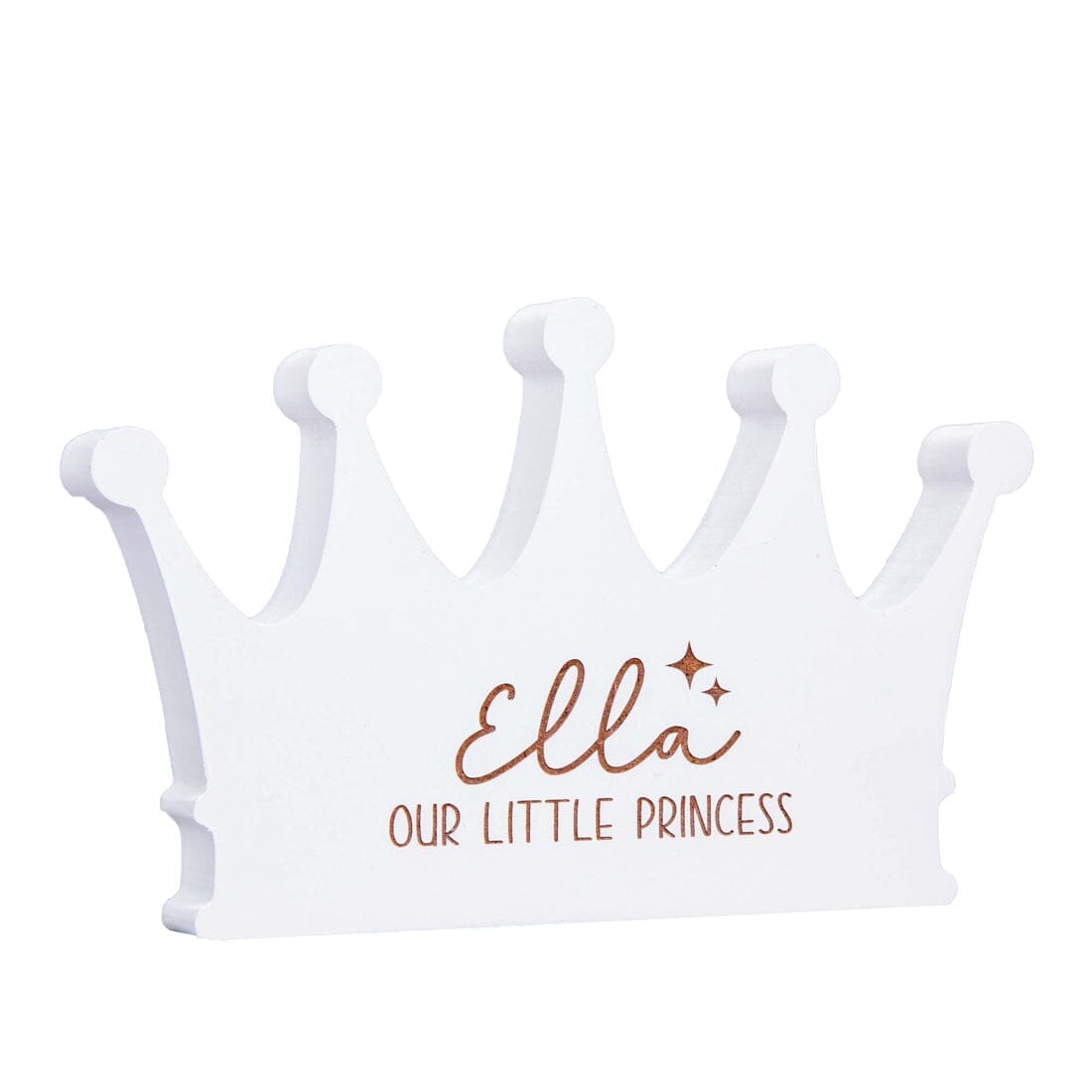 Personalised Royalty Wooden Crown Keepsake on white backdrop