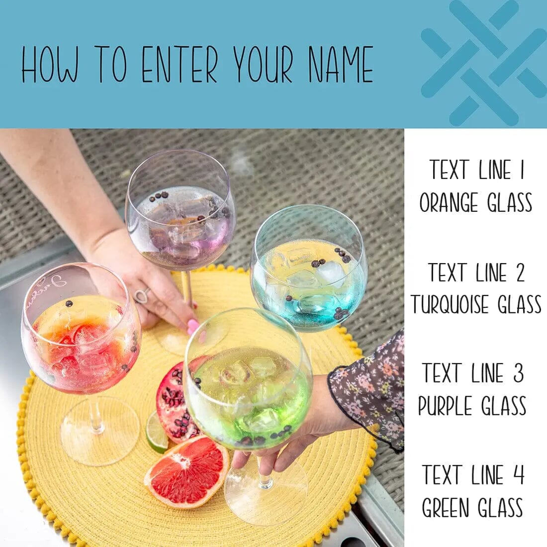 Personalised Set Of Four Coloured Gin Glasses   
