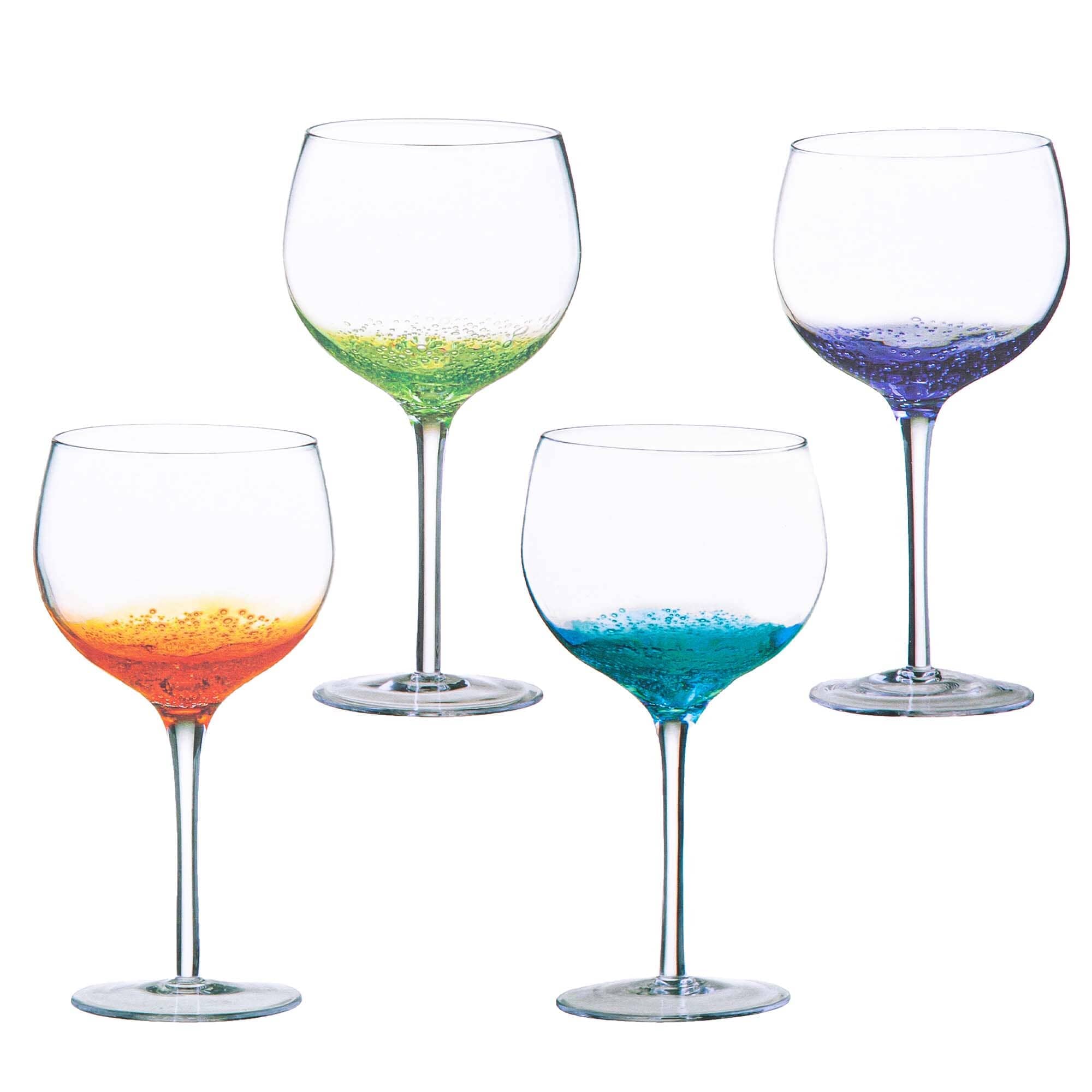 Set Of Four Coloured Gin Glasses